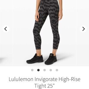 lululemon Gray and Black Invigorate Tight 25” | Size 8